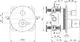 Brausethermostat von Ideal Standard, Rundbauform mit zwei Anschlüssen. Maße und Details sind im technischen Diagramm sichtbar. Konstruktion für Unterputzinstallation.